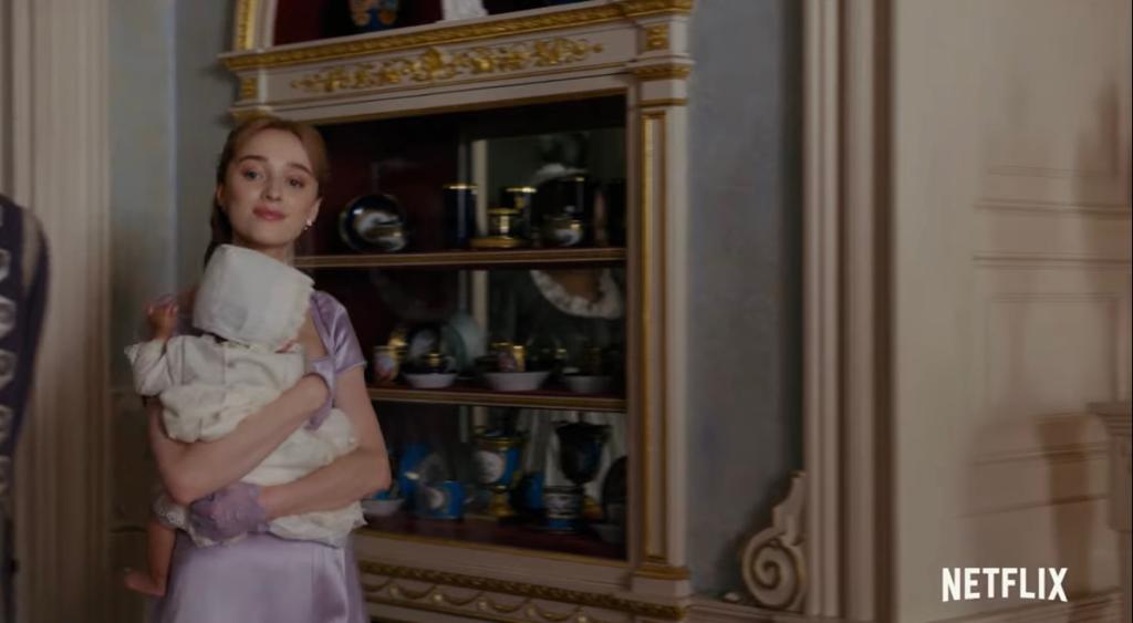 Bridgerton 2: le prime immagini di Daphne e del suo bambino nella seconda stagione della serie Netflix