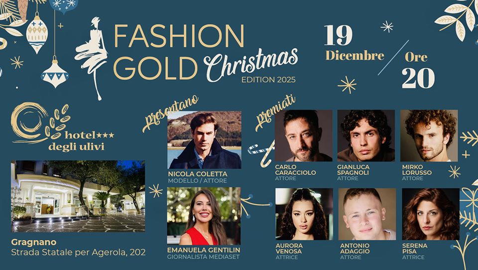 Fashion Gold Christmas 2025: una serata esclusiva all’Hotel degli Ulivi di Gragnano